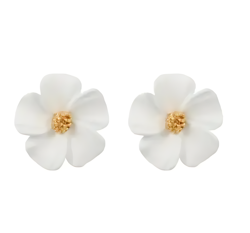 🤍 White Flower Earrings – 925 Sterling Silver Korean Design (8 Variants)