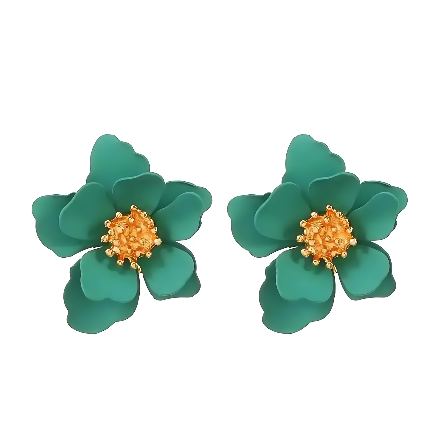 💚 Korean Green Blossom Earrings – Elegant S925 Silver Design