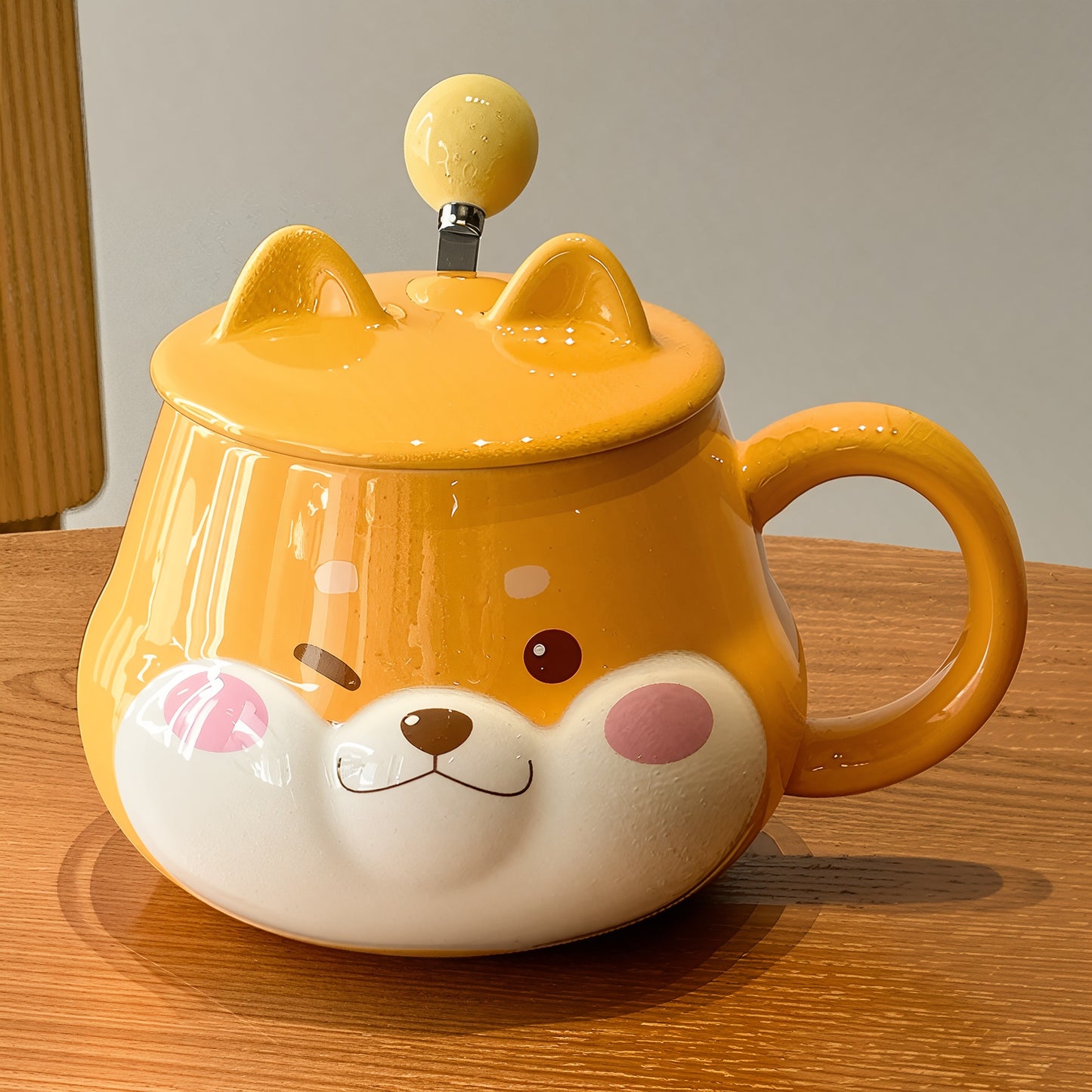 🐶 Shiba Inu Ceramic Mug with Spoon – Cute, Unique, and High Quality