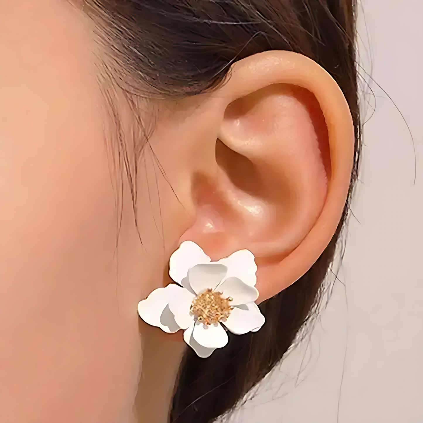 🤍 White Flower Earrings – 925 Sterling Silver Korean Design (8 Variants)