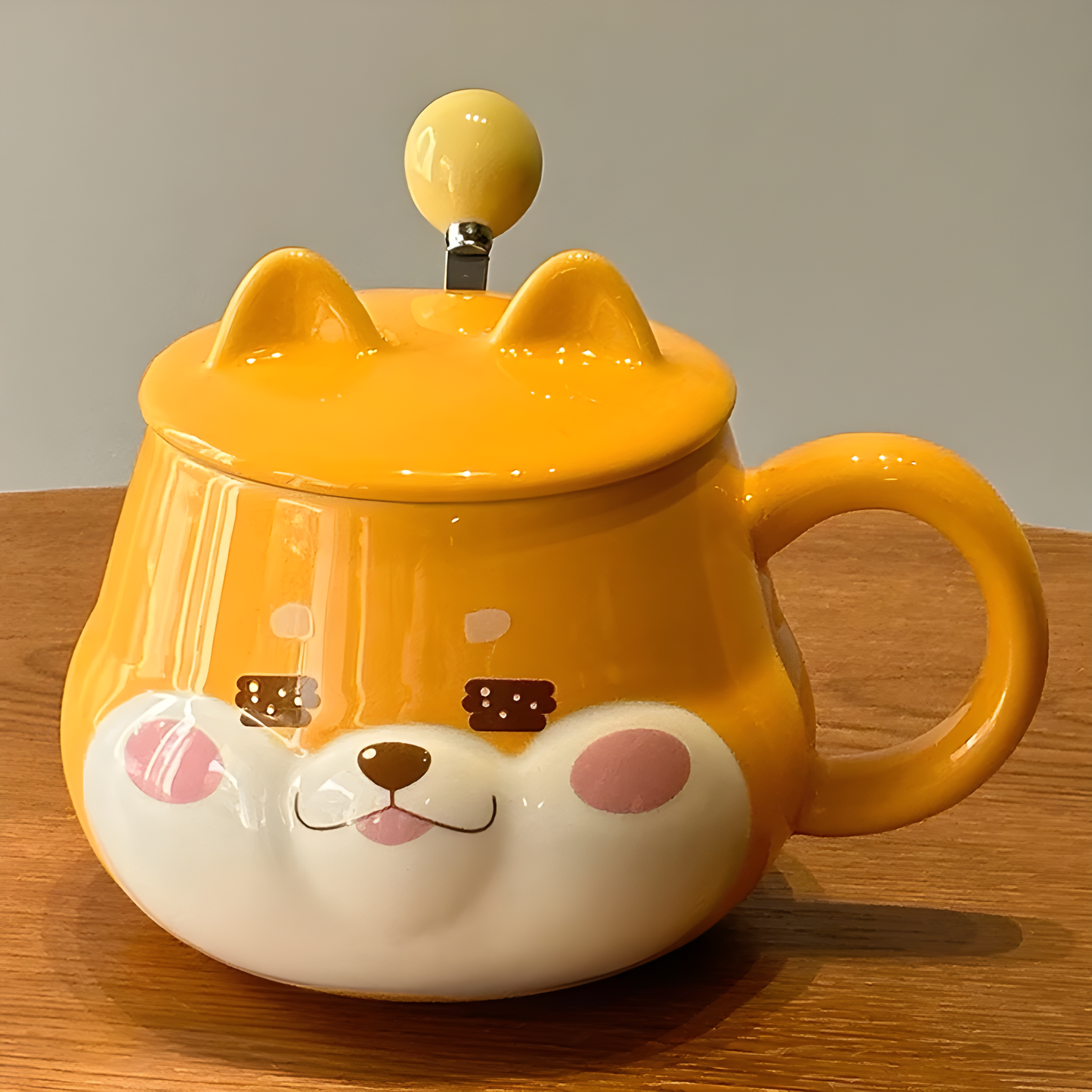 🐶 Shiba Inu Ceramic Mug with Spoon – Cute, Unique, and High Quality