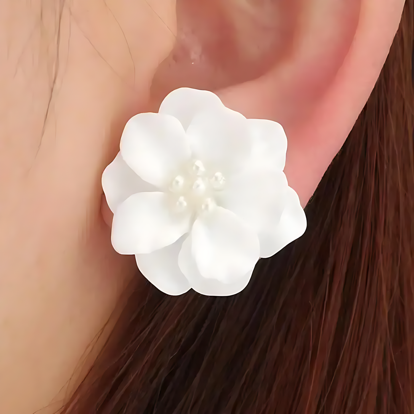 🤍 White Flower Earrings – 925 Sterling Silver Korean Design (8 Variants)