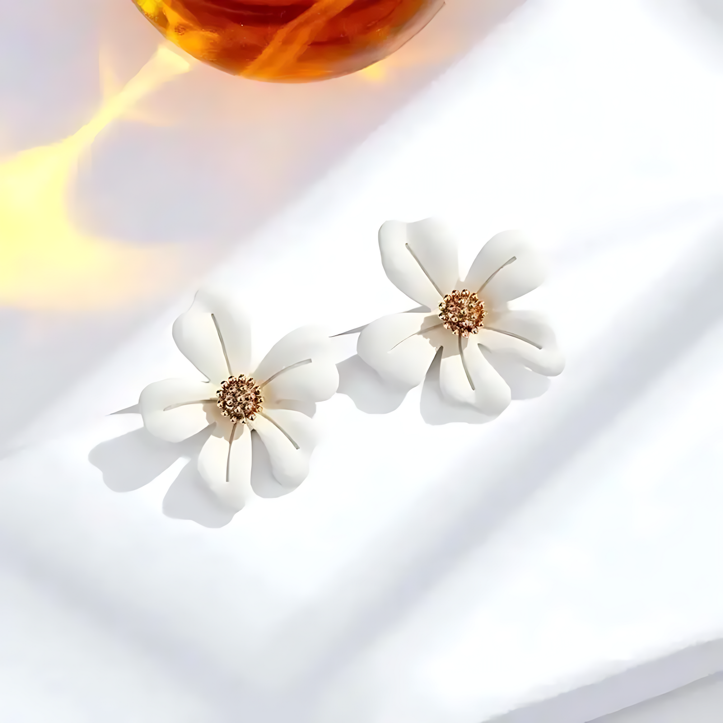 🤍 White Flower Earrings – 925 Sterling Silver Korean Design (8 Variants)