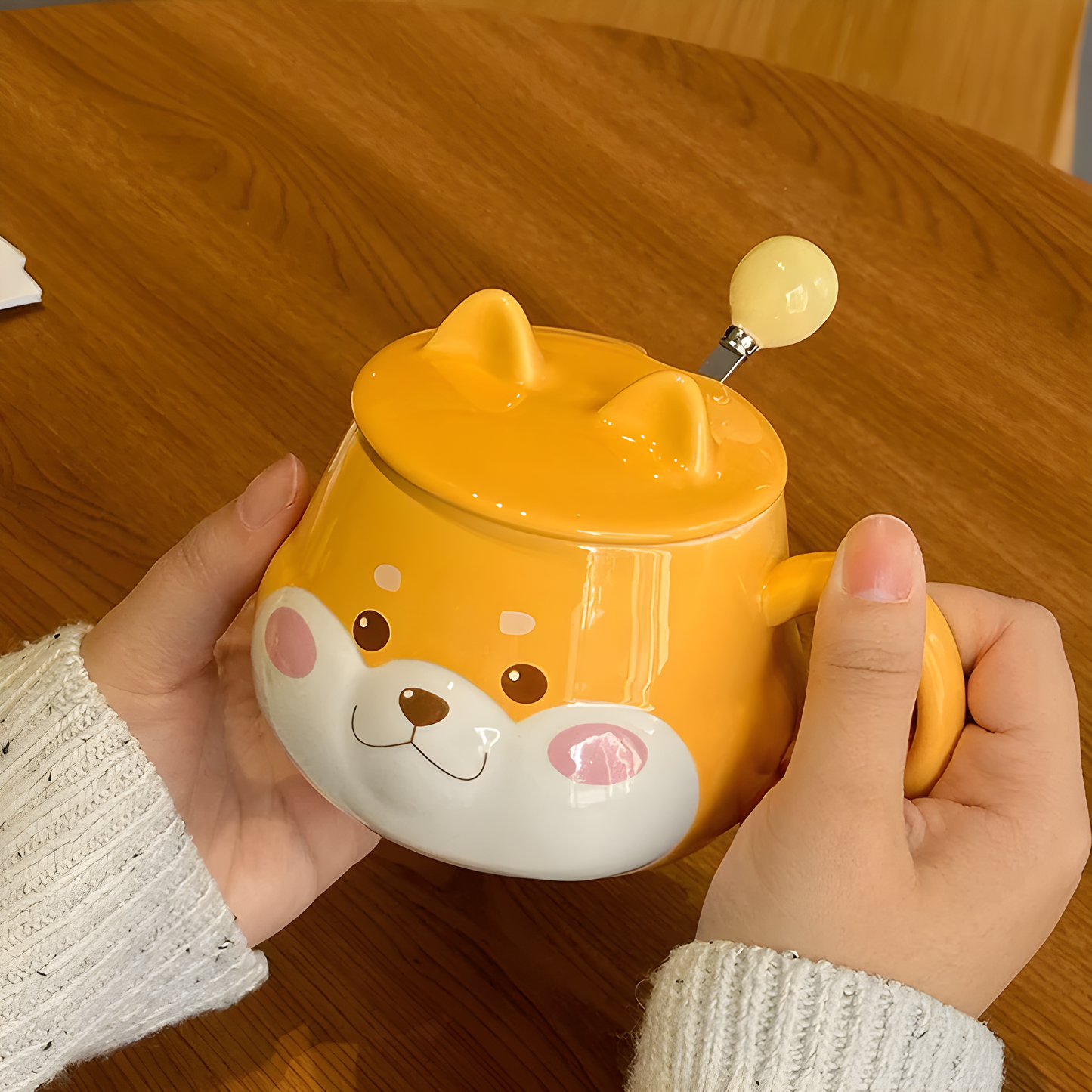 🐶 Shiba Inu Ceramic Mug with Spoon – Cute, Unique, and High Quality
