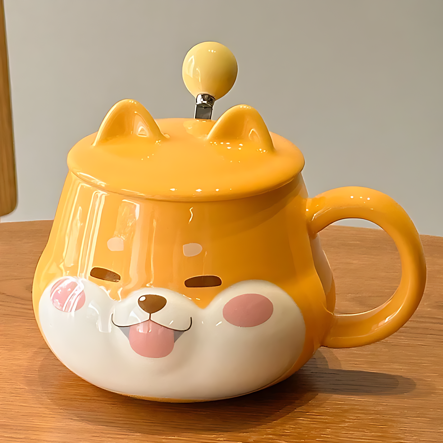 🐶 Shiba Inu Ceramic Mug with Spoon – Cute, Unique, and High Quality