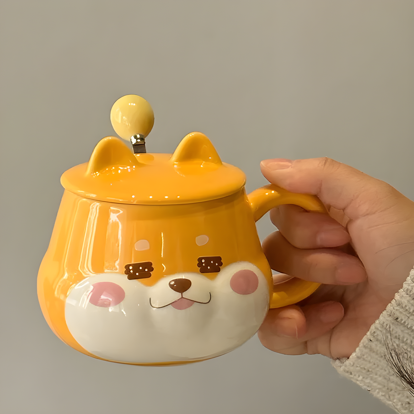 🐶 Shiba Inu Ceramic Mug with Spoon – Cute, Unique, and High Quality