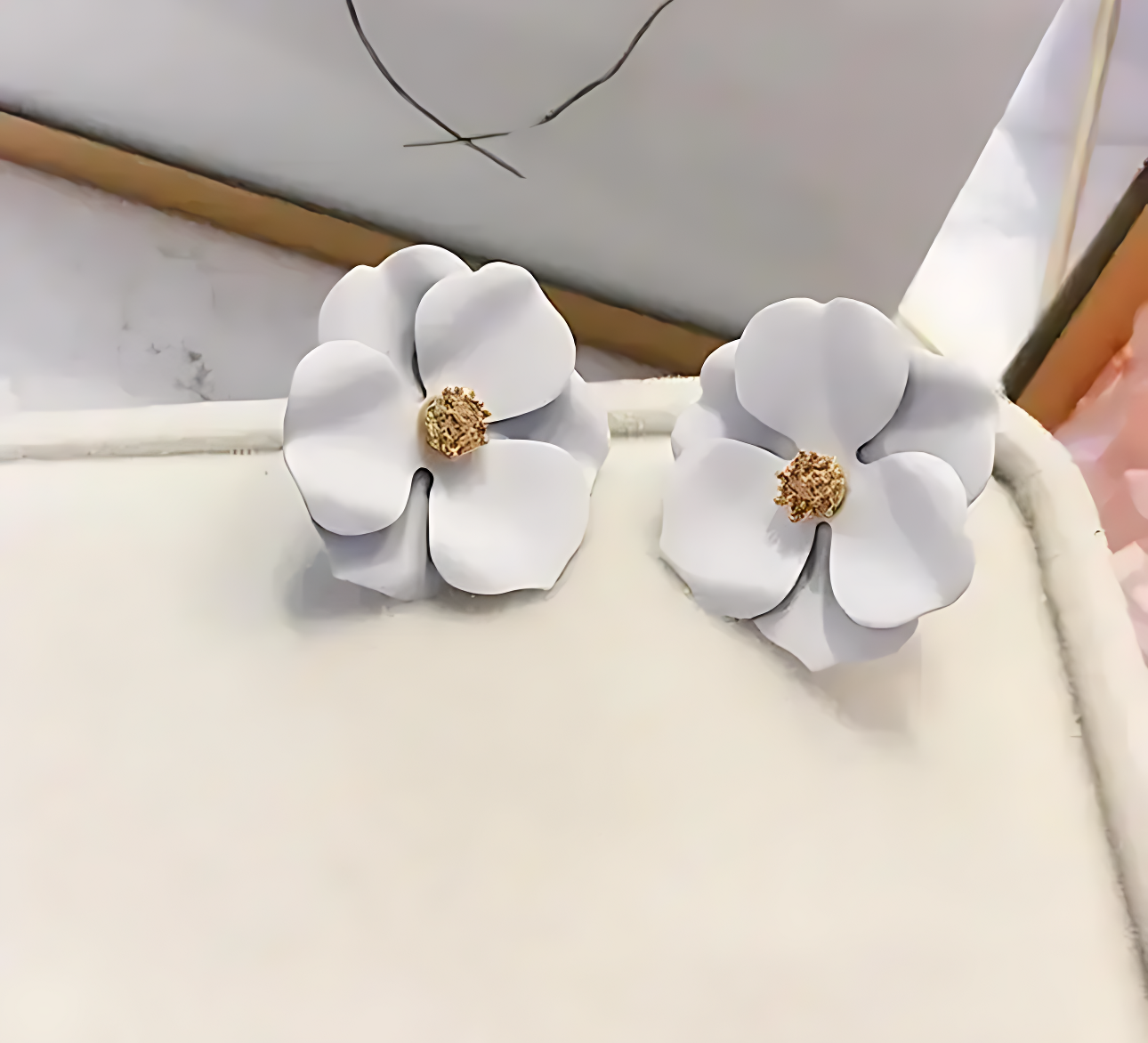 🤍 White Flower Earrings – 925 Sterling Silver Korean Design (8 Variants)