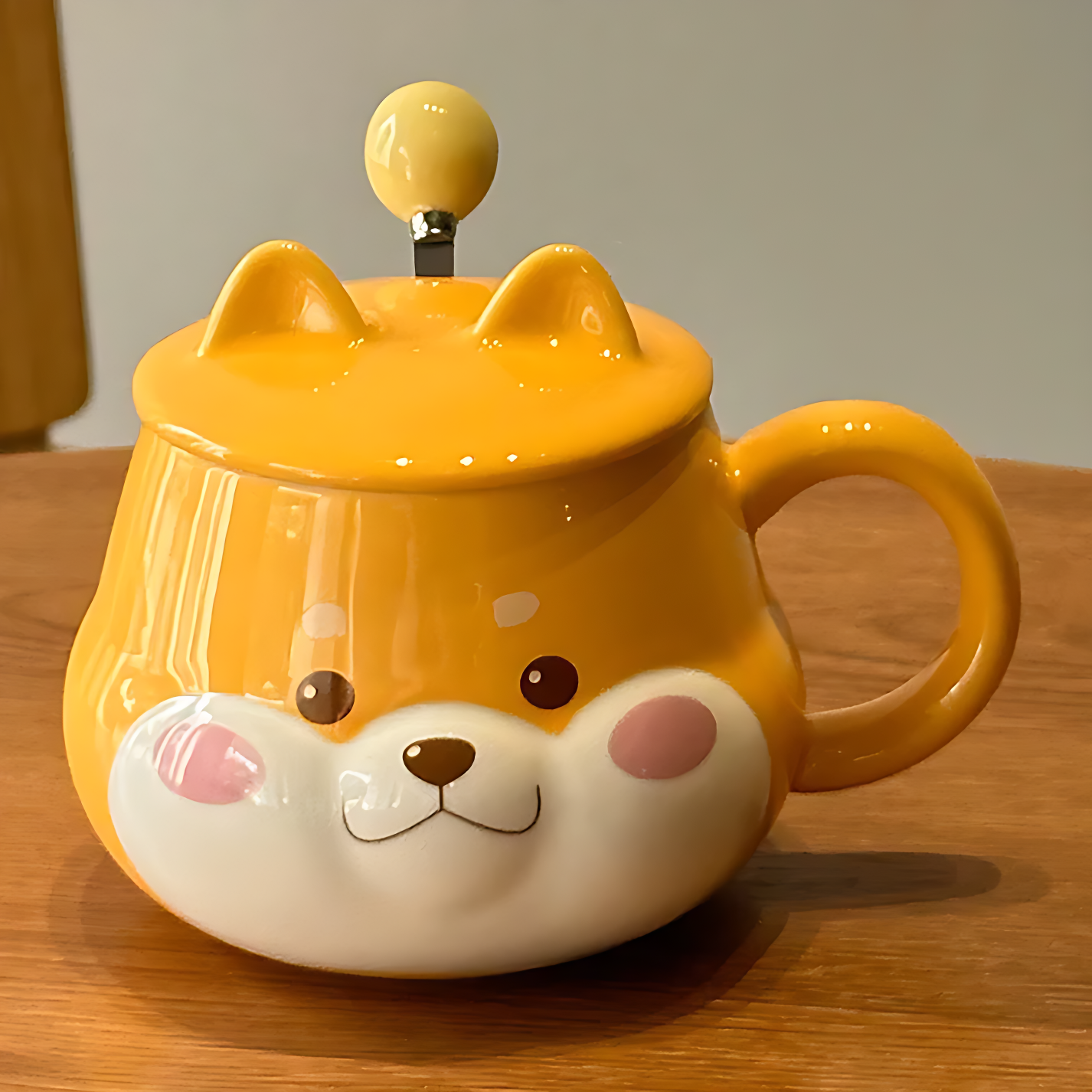 🐶 Shiba Inu Ceramic Mug with Spoon – Cute, Unique, and High Quality