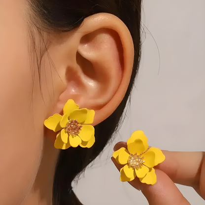 💛S925 Yellow Flower Studs – Cute, Durable & Skin-Friendly