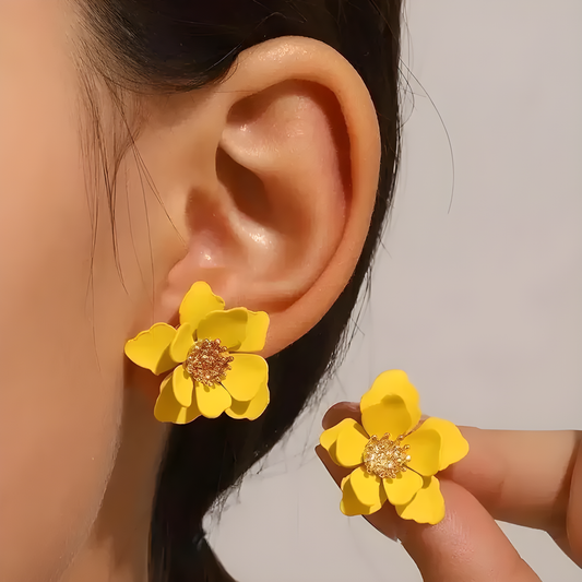 💛S925 Yellow Flower Studs – Cute, Durable & Skin-Friendly
