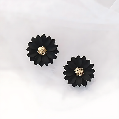 🖤 Black Blossom Earrings – Modern 925 Sterling Silver Design