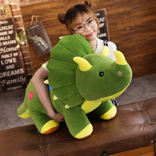 🦕 Giant Dinosaur Plush Toy – Soft Cuddly Triceratops for Kids & Collectors