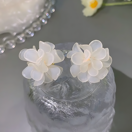 🤍 White Flower Earrings – 925 Sterling Silver Korean Design (8 Variants)