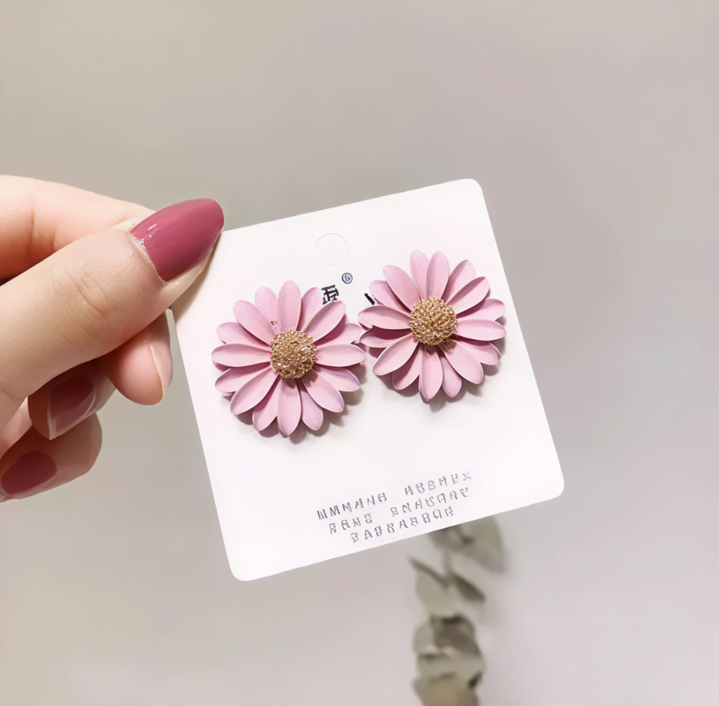 🌸 Korean Pink Blossom Earrings – Elegant S925 Silver Design