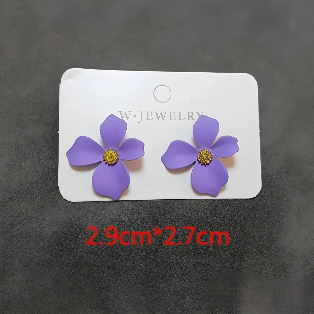 💜 Korean Violet Bloom Earrings – Elegant S925 Silver Comfort