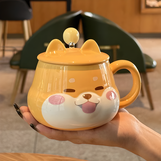 🐶 Shiba Inu Ceramic Mug with Spoon – Cute, Unique, and High Quality