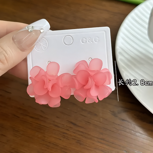 🌸 Korean Pink Blossom Earrings – Elegant S925 Silver Design