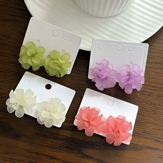 💜 Korean Violet Bloom Earrings – Elegant S925 Silver Comfort