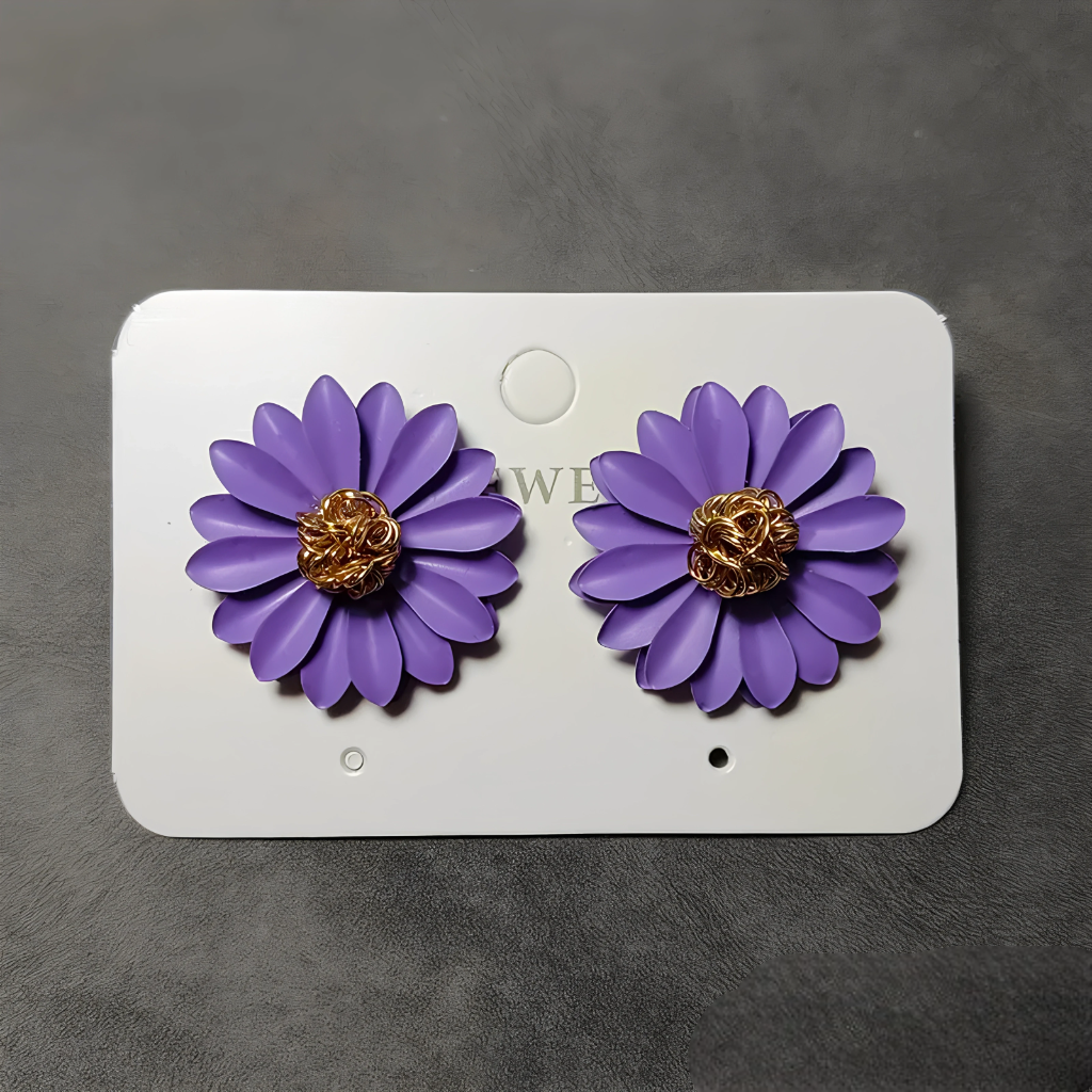 💜 Korean Violet Bloom Earrings – Elegant S925 Silver Comfort